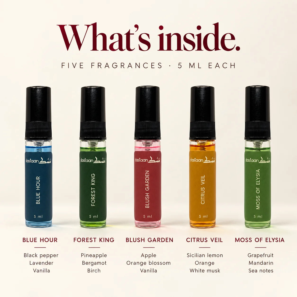 What's inside the Discovery Set: key fragrance notes of each perfume